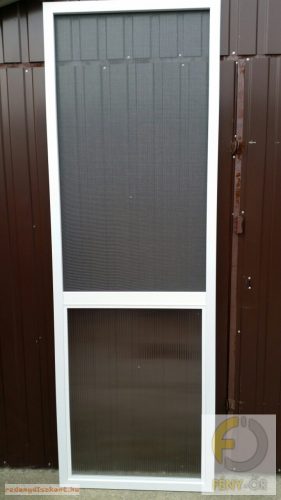 Polikarbonát betéttel ellátott szúnyogháló ajtó (zsanéros, nyíló) - egyedi méretre gyártott